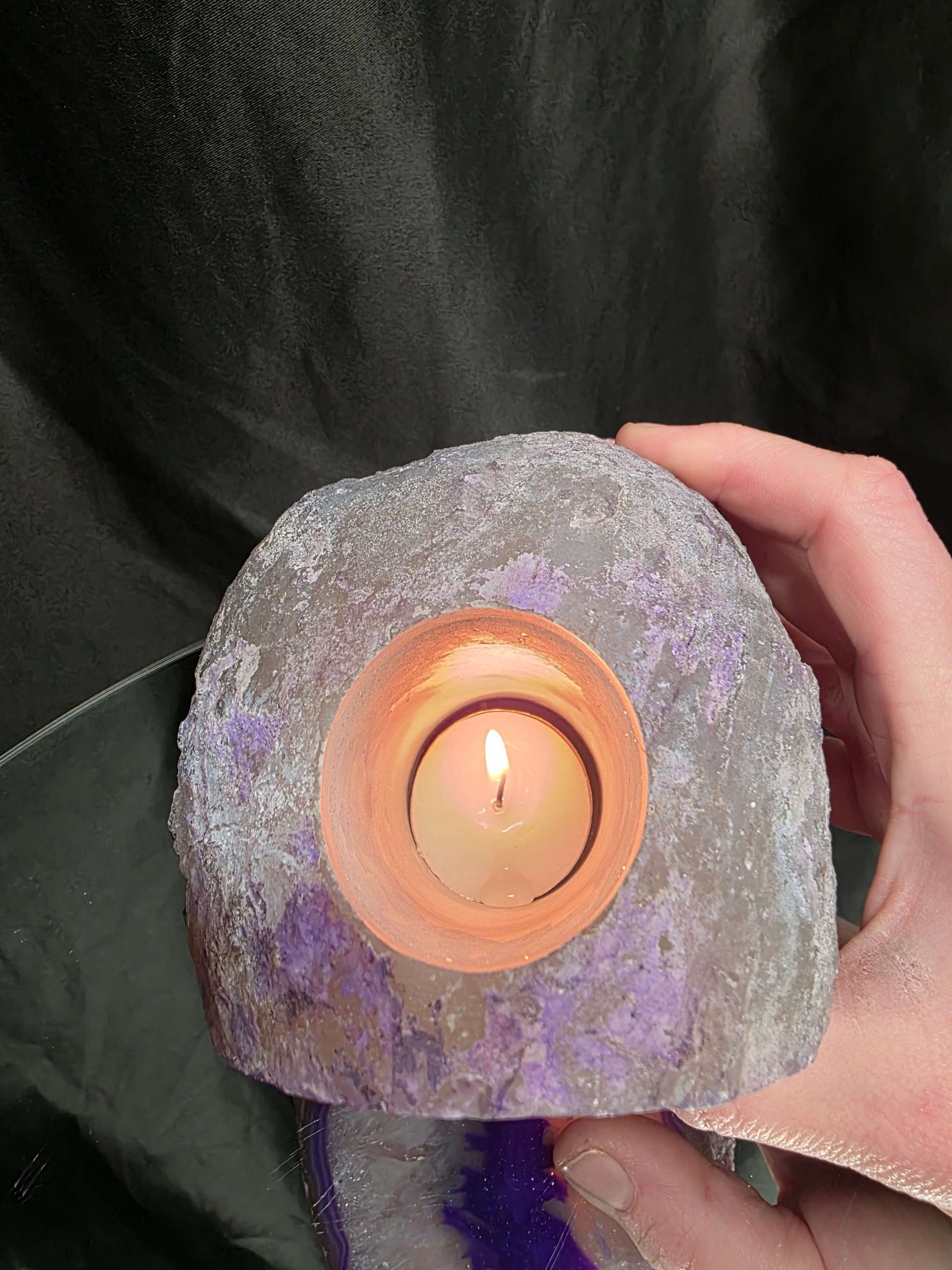 Large Purple Agate Candle 1 Handpicked 1.511g H11xW10xD9.5cm End Microcrystalline Quartz Tealight Holder Ornament - Image 7