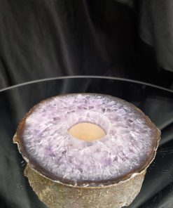 Alternative view of Purple Agate Slice 1 Handpicked 462g H2.5xW13xD11.5cm Microcrystalline Quartz Tealight Candle Holder Ornament