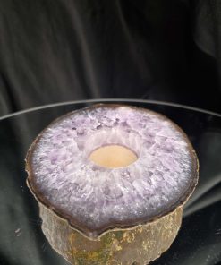 Purple Agate Slice 1 Handpicked 462g H2.5xW13xD11.5cm Microcrystalline Quartz Tealight Candle Holder Ornament