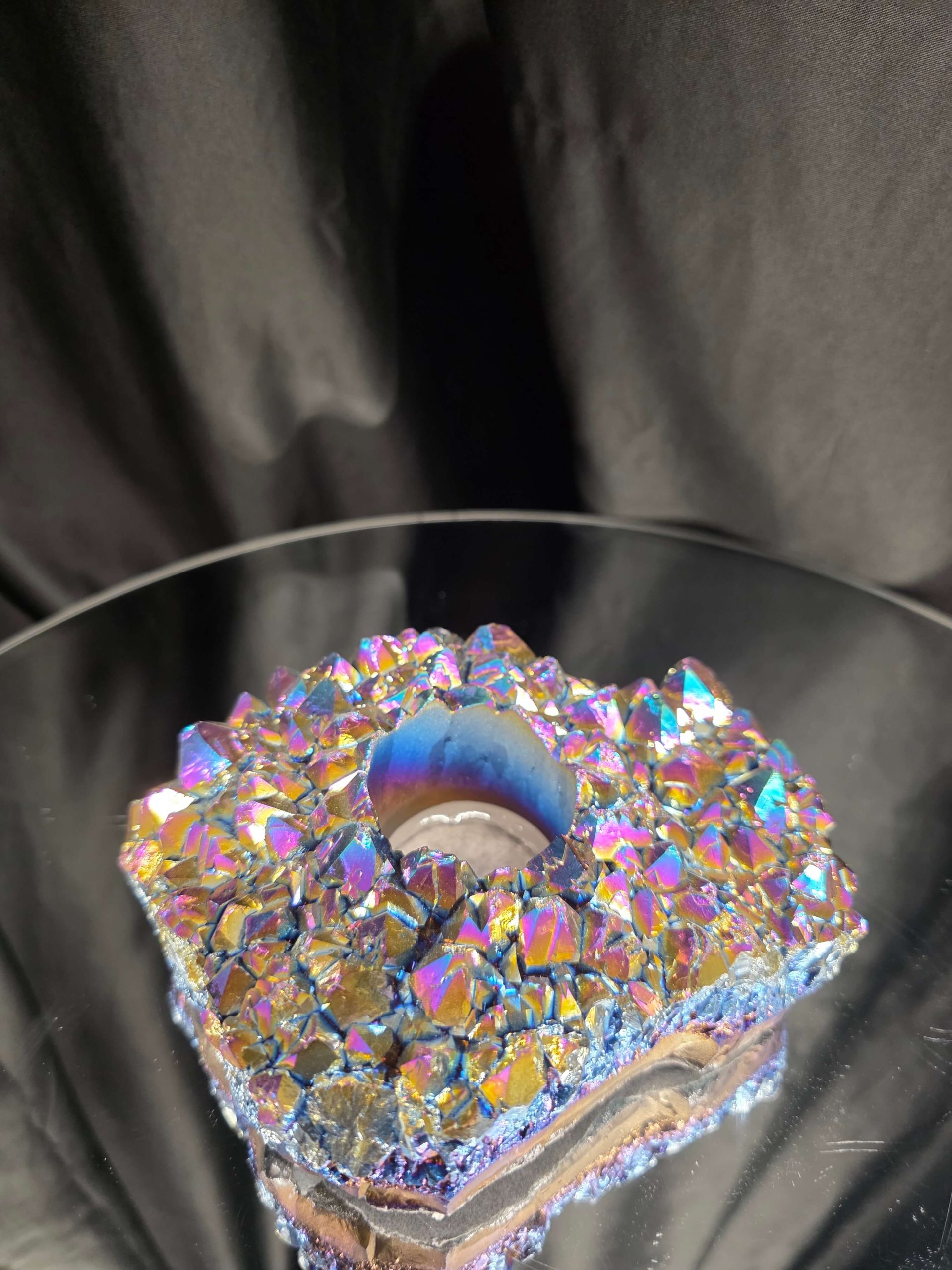 Rainbow Quartz Candle No. 1 Aura, Titanium, Point, Cluster, Gemstone Tealight Holder 1.006g H5.5xW16xD12.5cm - Image 2