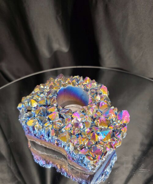 Rainbow Quartz Candle No. 1 Aura, Titanium, Point, Cluster, Gemstone Tealight Holder 1.006g H5.5xW16xD12.5cm - Image 3