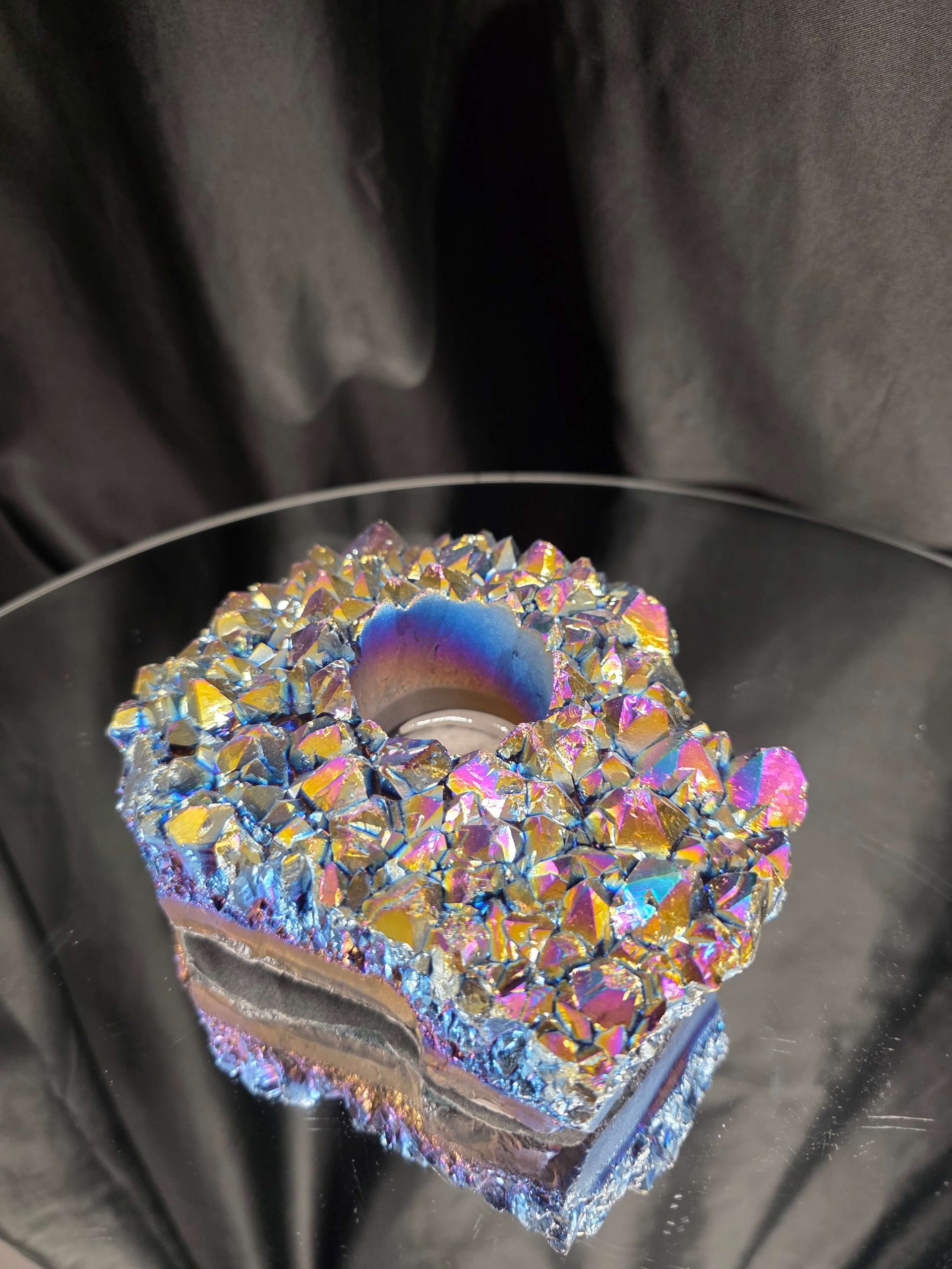 Rainbow Quartz Candle No. 1 Aura, Titanium, Point, Cluster, Gemstone Tealight Holder 1.006g H5.5xW16xD12.5cm - Image 3