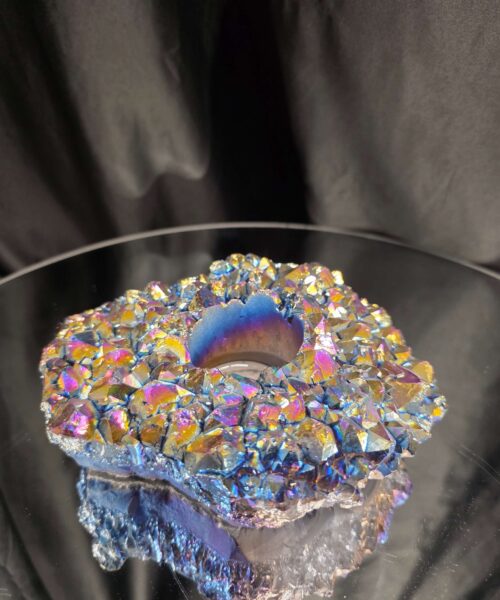 Rainbow Quartz Candle No. 1 Aura, Titanium, Point, Cluster, Gemstone Tealight Holder 1.006g H5.5xW16xD12.5cm - Image 5