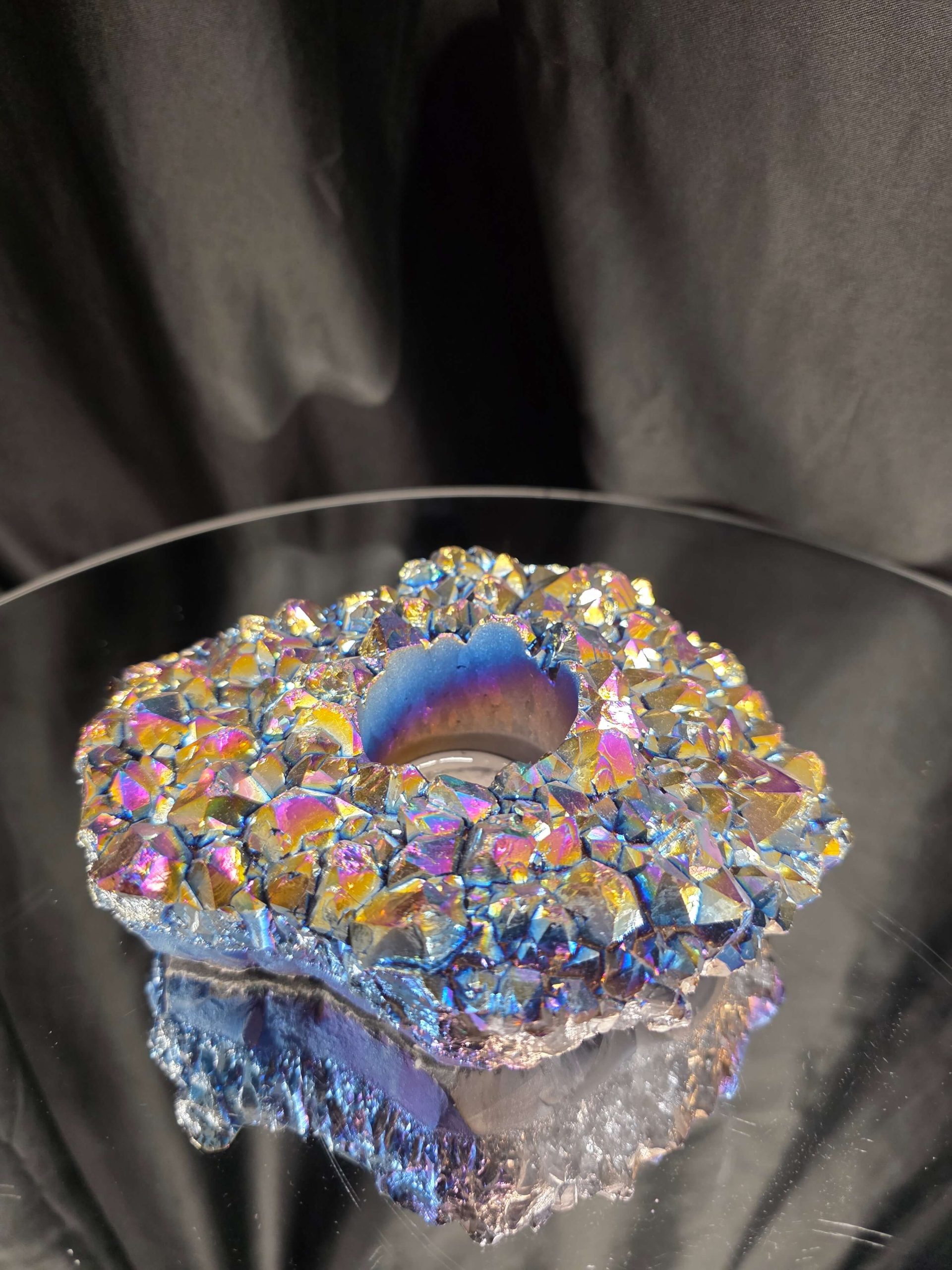 Rainbow Quartz Candle No. 1 Aura, Titanium, Point, Cluster, Gemstone Tealight Holder 1.006g H5.5xW16xD12.5cm - Image 5