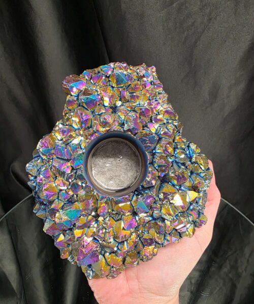 Rainbow Quartz Candle No. 1 Aura, Titanium, Point, Cluster, Gemstone Tealight Holder 1.006g H5.5xW16xD12.5cm - Image 6