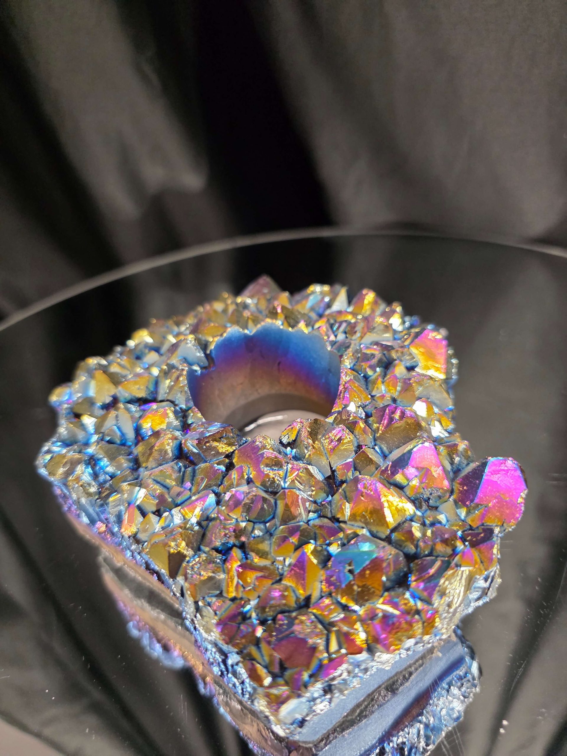 Rainbow Quartz Candle No. 1 Aura, Titanium, Point, Cluster, Gemstone Tealight Holder 1.006g H5.5xW16xD12.5cm - Image 8