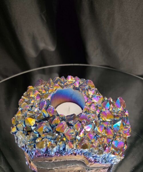 Rainbow Quartz Candle No. 1 Aura, Titanium, Point, Cluster, Gemstone Tealight Holder 1.006g H5.5xW16xD12.5cm - Image 9