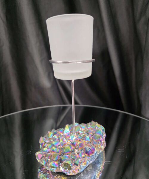 Premium A Grade Rainbow Candle No. 1 Quartz Cluster Druzy / 1 Cup Tealight Holders 485g H18xW11xD9cm - Image 4