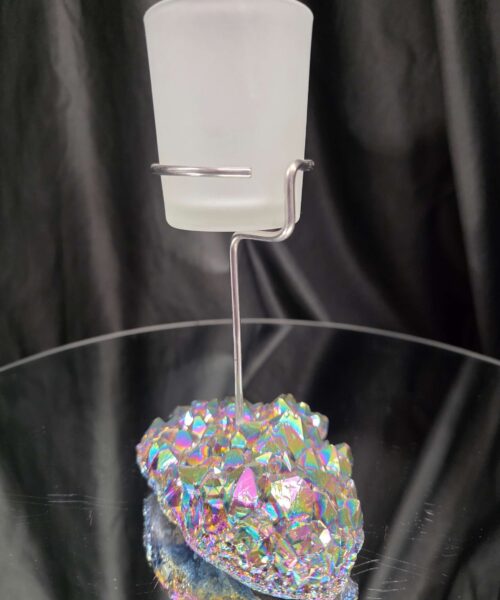 Premium A Grade Rainbow Candle No. 1 Quartz Cluster Druzy / 1 Cup Tealight Holders 485g H18xW11xD9cm - Image 5