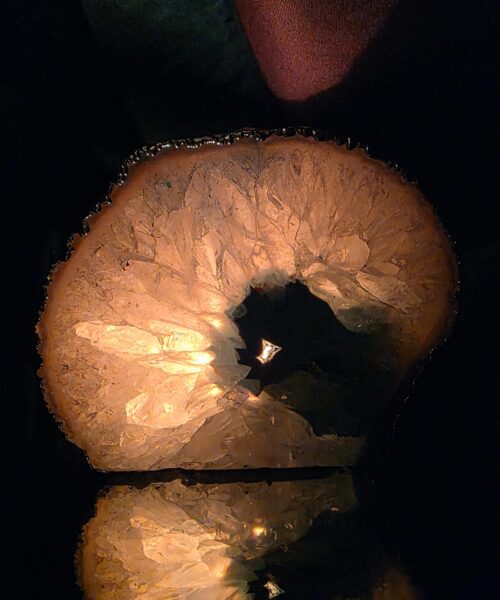 Large Teal Agate End Candle 1 Handpicked 1.062g H9xW10xD10cm Microcrystalline Quartz Gold Gilded 24ct Gold Tealight Holder - Image 10