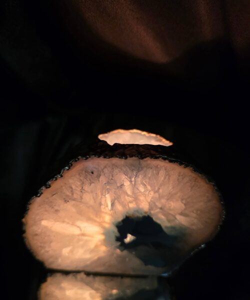 Large Teal Agate End Candle 1 Handpicked 1.062g H9xW10xD10cm Microcrystalline Quartz Gold Gilded 24ct Gold Tealight Holder - Image 11