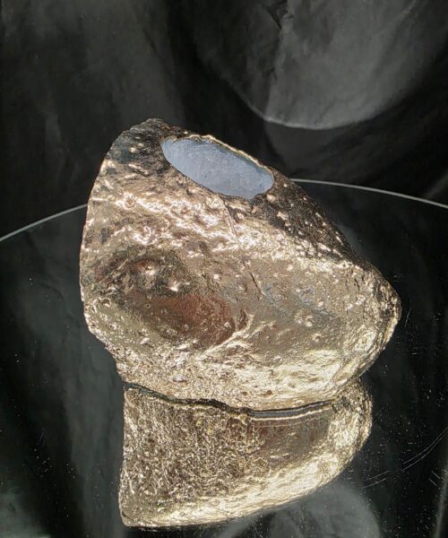 Large Teal Agate End Candle 1 Handpicked 1.062g H9xW10xD10cm Microcrystalline Quartz Gold Gilded 24ct Gold Tealight Holder - Image 6