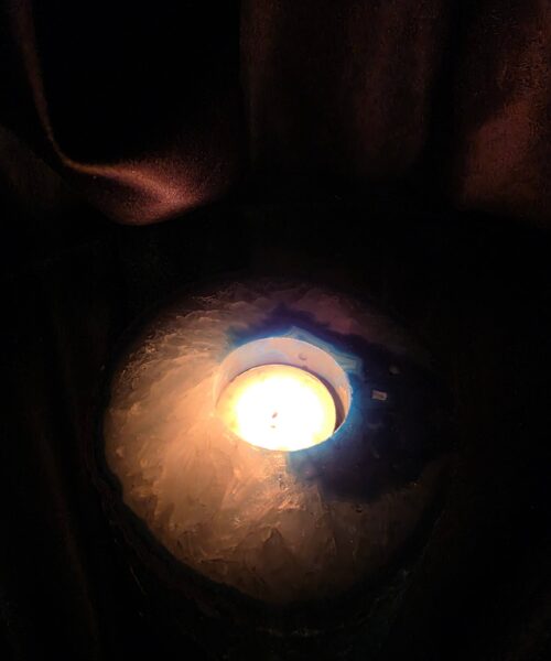 Teal Agate Slice 2 Handpicked 471g H2xW11.5xD10.5cm Microcrystalline Quartz Tealight Candle Holder Ornament - Image 13