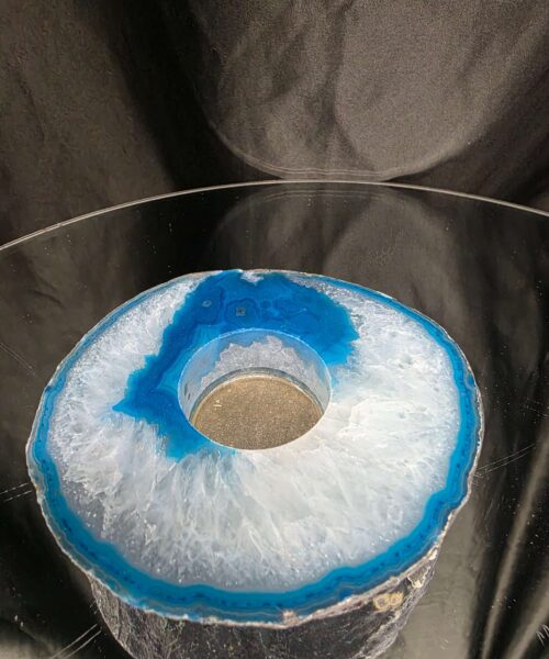 Teal Agate Slice 2 Handpicked 471g H2xW11.5xD10.5cm Microcrystalline Quartz Tealight Candle Holder Ornament - Image 4