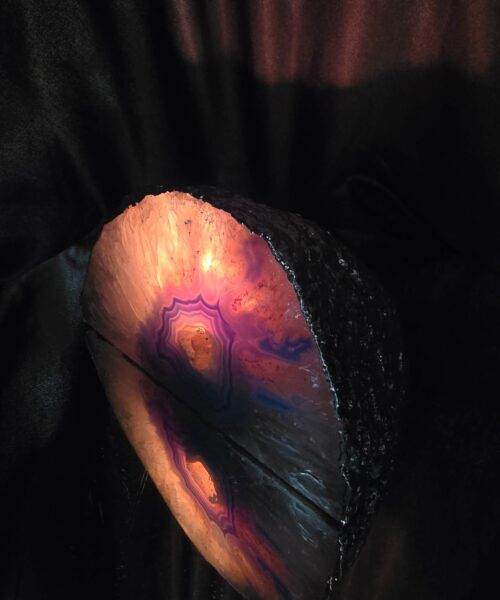Large Teal Agate End Candle 1 Handpicked 1.471g H9xW16xD9.5cm Microcrystalline Quartz Silver Gilded Tealight Holder - Image 11