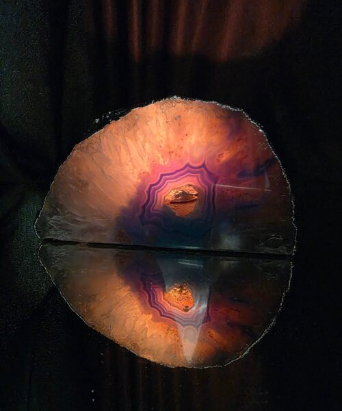Large Teal Agate End Candle 1 Handpicked 1.471g H9xW16xD9.5cm Microcrystalline Quartz Silver Gilded Tealight Holder - Image 12