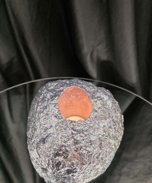 Large Teal Agate End Candle 1 Handpicked 1.471g H9xW16xD9.5cm Microcrystalline Quartz Silver Gilded Tealight Holder - Image 8