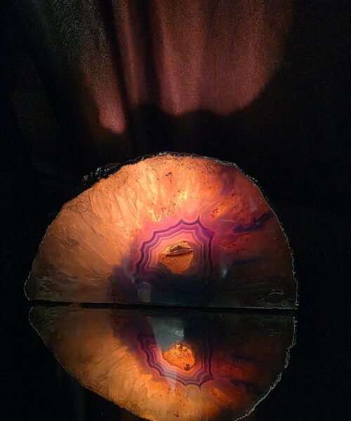Large Teal Agate End Candle 1 Handpicked 1.471g H9xW16xD9.5cm Microcrystalline Quartz Silver Gilded Tealight Holder - Image 9