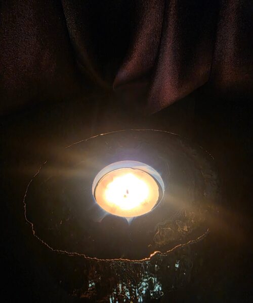 Large Teal Agate Slice 1 Handpicked 301g H2xW12xD10cm Microcrystalline Quartz Silver Gilded Tealight Candle Holder Ornament - Image 11