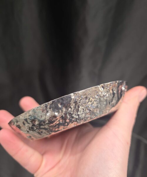 Large Teal Agate Slice 1 Handpicked 301g H2xW12xD10cm Microcrystalline Quartz Silver Gilded Tealight Candle Holder Ornament - Image 6