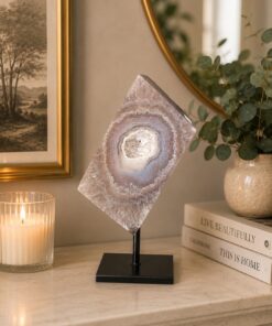 Luxury Natural Agate Cube 1 on Metal Stand 764g H16.5xW7xD5cm