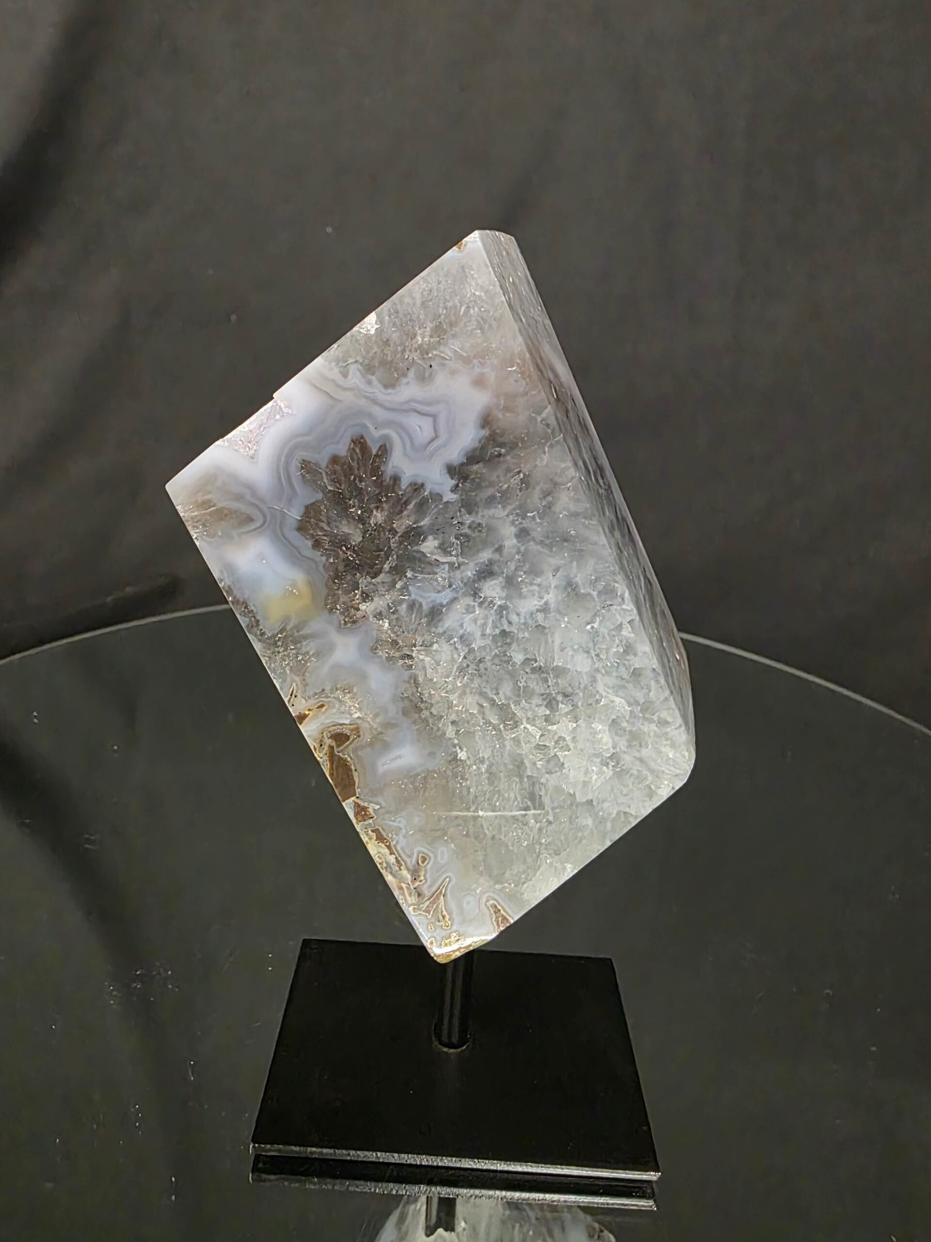 Luxury Natural Agate Cube 10 on Metal Stand 616g H16xW7xD5cm - Image 3