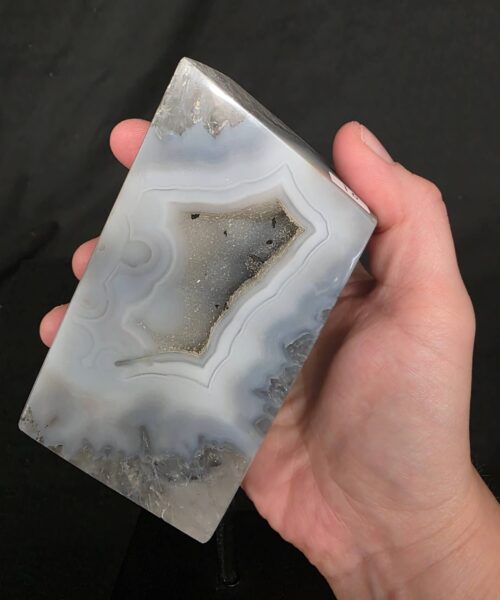 Luxury Natural Agate Cube 10 on Metal Stand 616g H16xW7xD5cm - Image 8