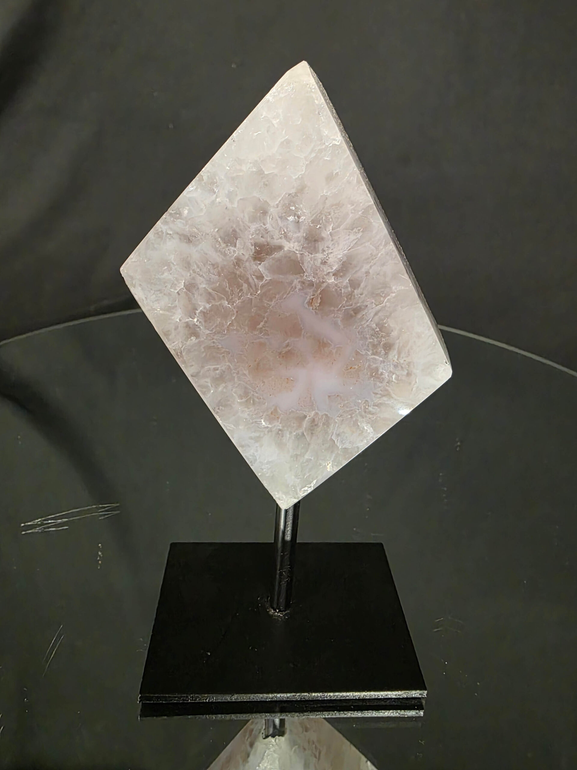 Luxury Natural Agate Cube 11 on Metal Stand 324g H14.5xW7xD5cm - Image 3