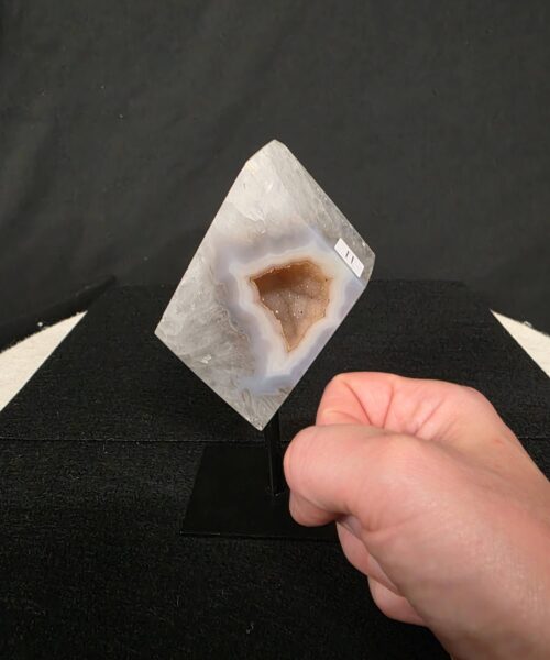 Luxury Natural Agate Cube 11 on Metal Stand 324g H14.5xW7xD5cm - Image 7