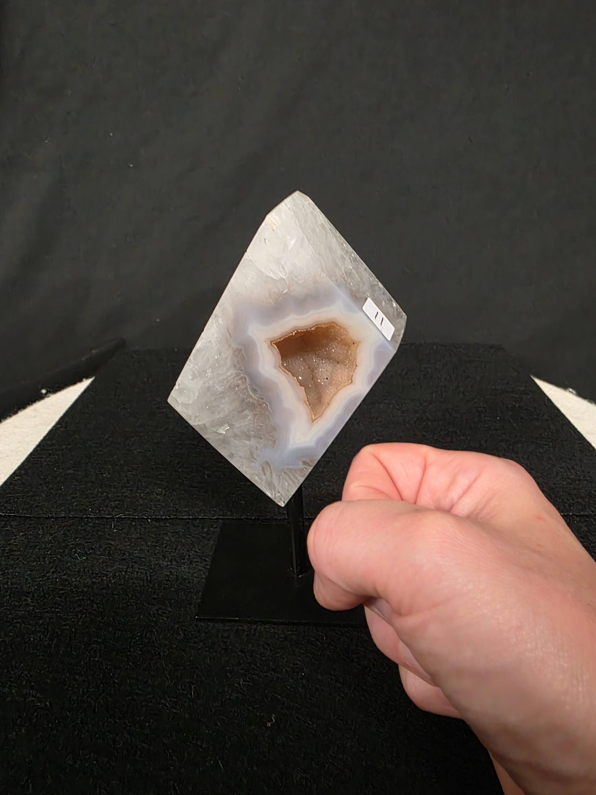 Luxury Natural Agate Cube 11 on Metal Stand 324g H14.5xW7xD5cm - Image 7