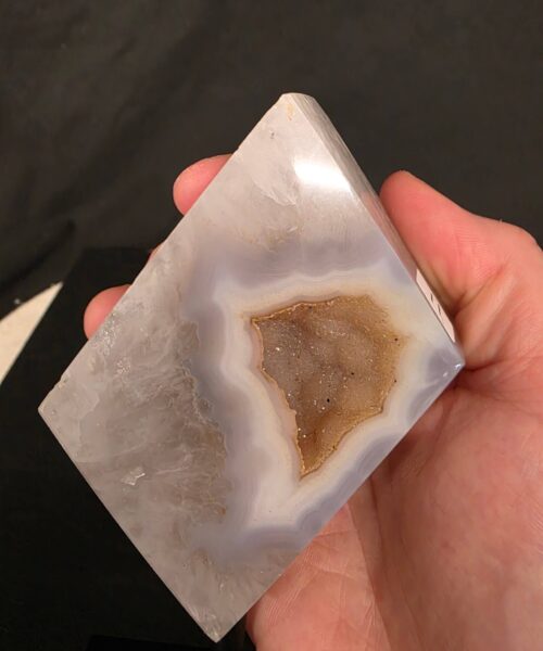 Luxury Natural Agate Cube 11 on Metal Stand 324g H14.5xW7xD5cm - Image 8