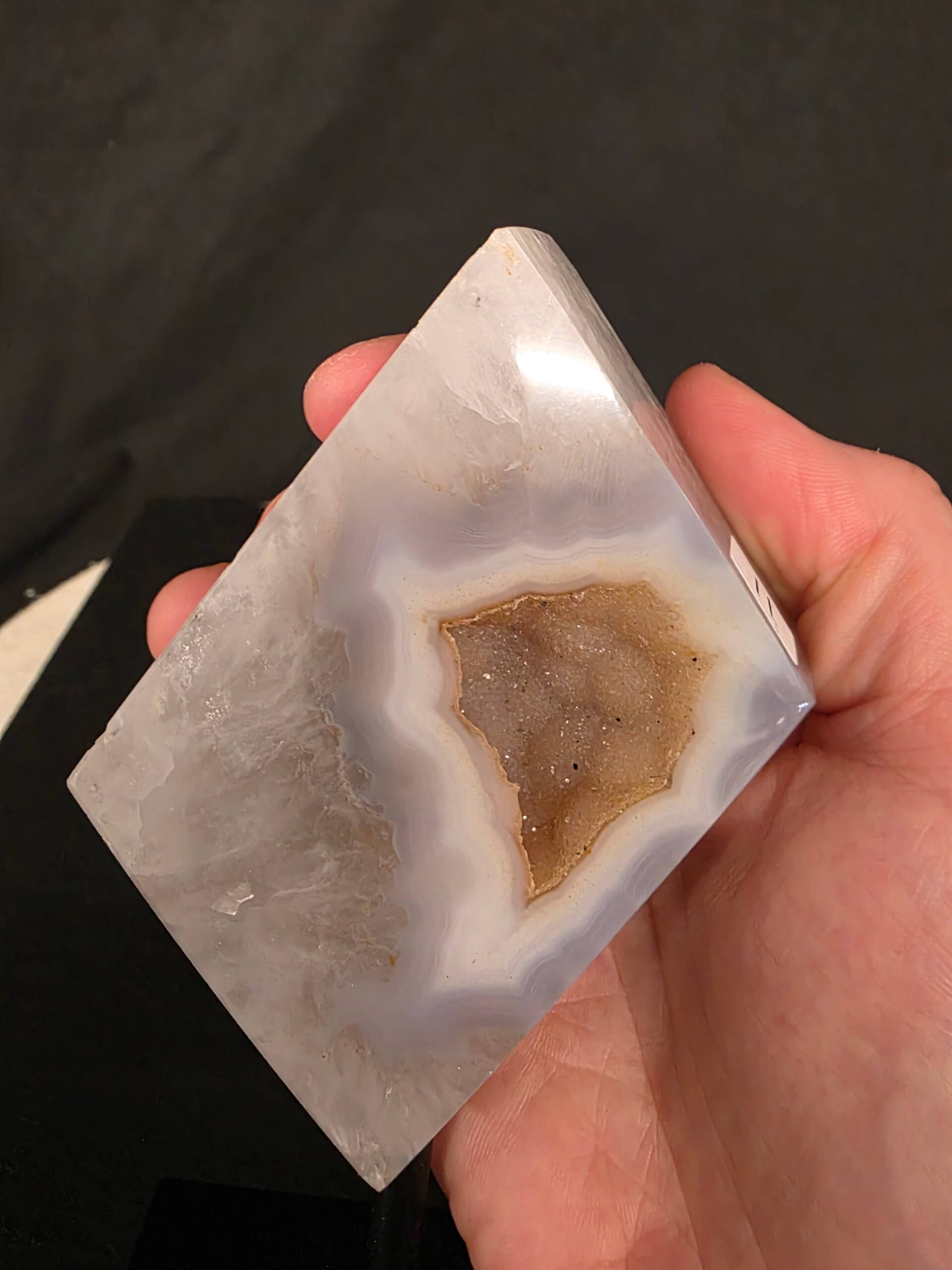 Luxury Natural Agate Cube 11 on Metal Stand 324g H14.5xW7xD5cm - Image 8