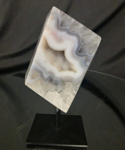Luxury Natural Agate Cube 2 on Metal Stand 572g H15.5xW7xD5cm