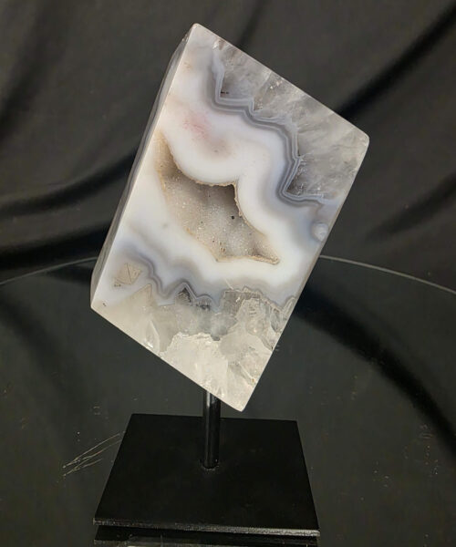 Luxury Natural Agate Cube 2 on Metal Stand 572g H15.5xW7xD5cm - Image 9