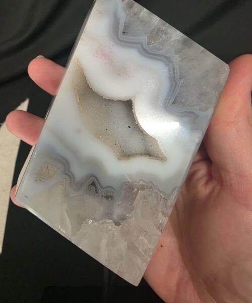 Luxury Natural Agate Cube 2 on Metal Stand 572g H15.5xW7xD5cm - Image 8