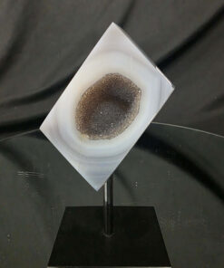Luxury Natural Agate Cube 3 on Metal Stand 329g H14xW7xD5cm