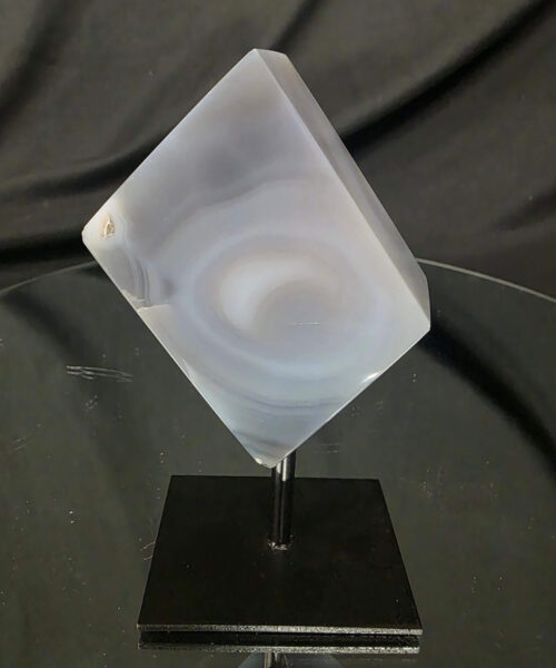 Luxury Natural Agate Cube 3 on Metal Stand 329g H14xW7xD5cm - Image 3