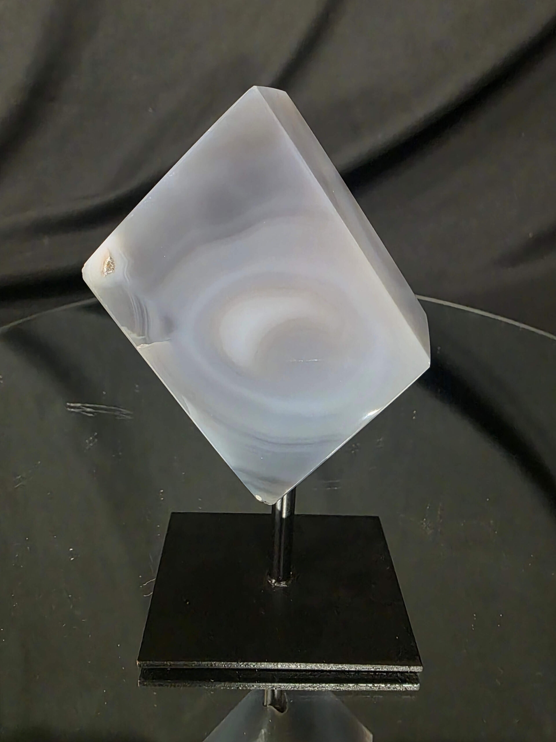 Luxury Natural Agate Cube 3 on Metal Stand 329g H14xW7xD5cm - Image 3