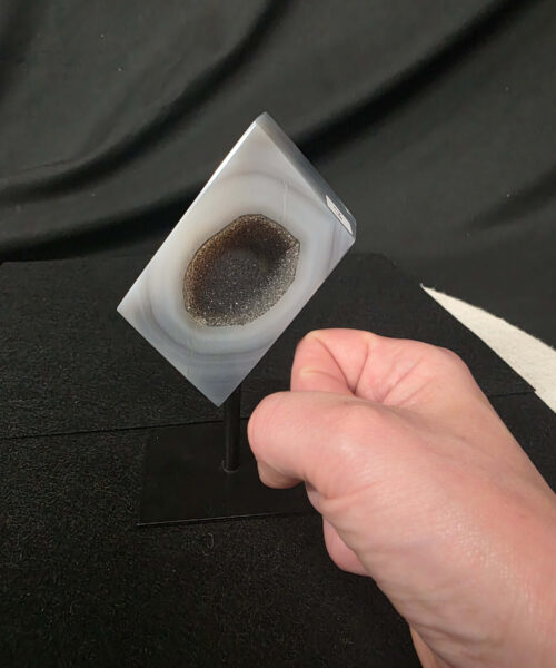 Luxury Natural Agate Cube 3 on Metal Stand 329g H14xW7xD5cm - Image 7