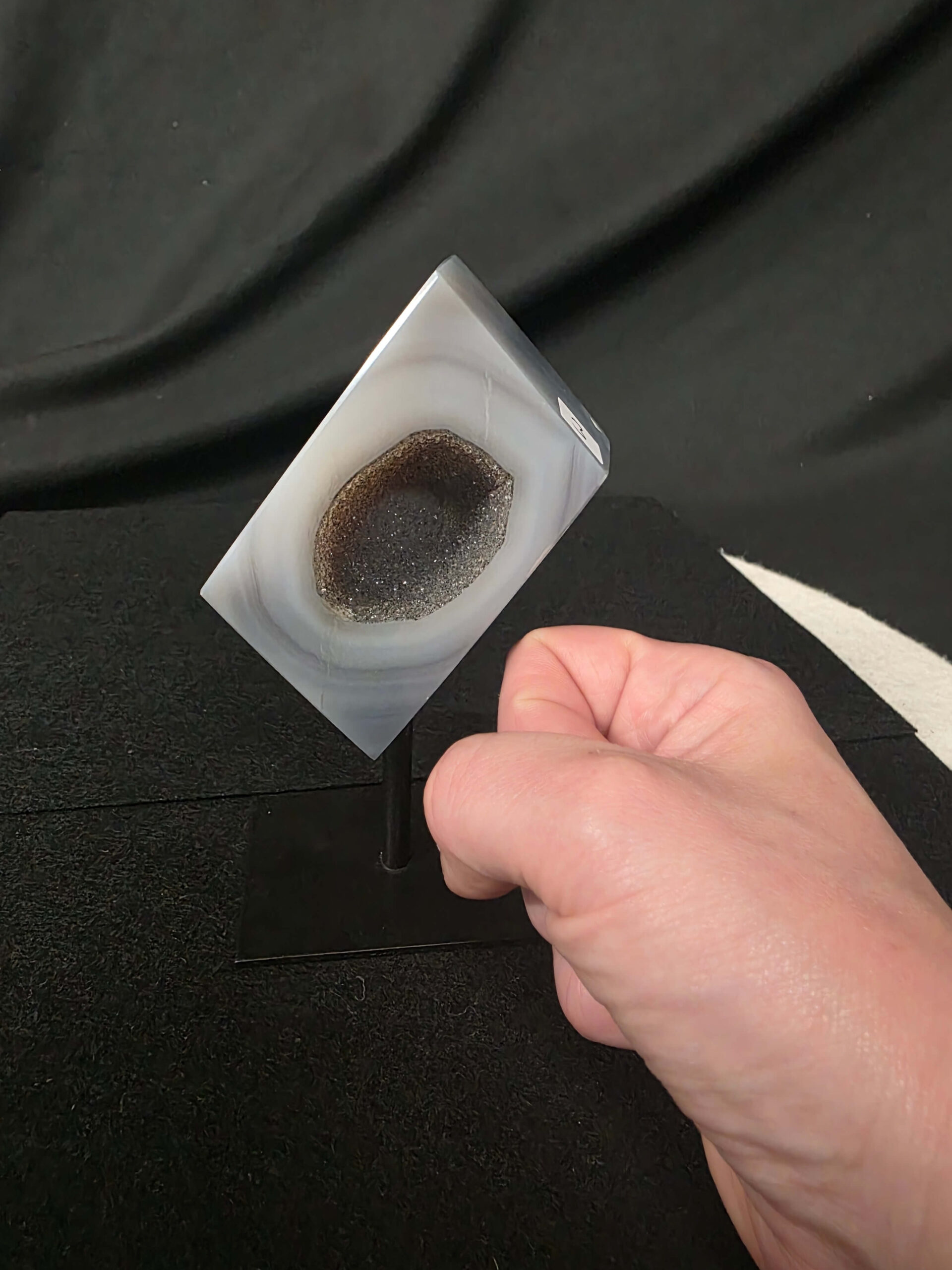 Luxury Natural Agate Cube 3 on Metal Stand 329g H14xW7xD5cm - Image 7