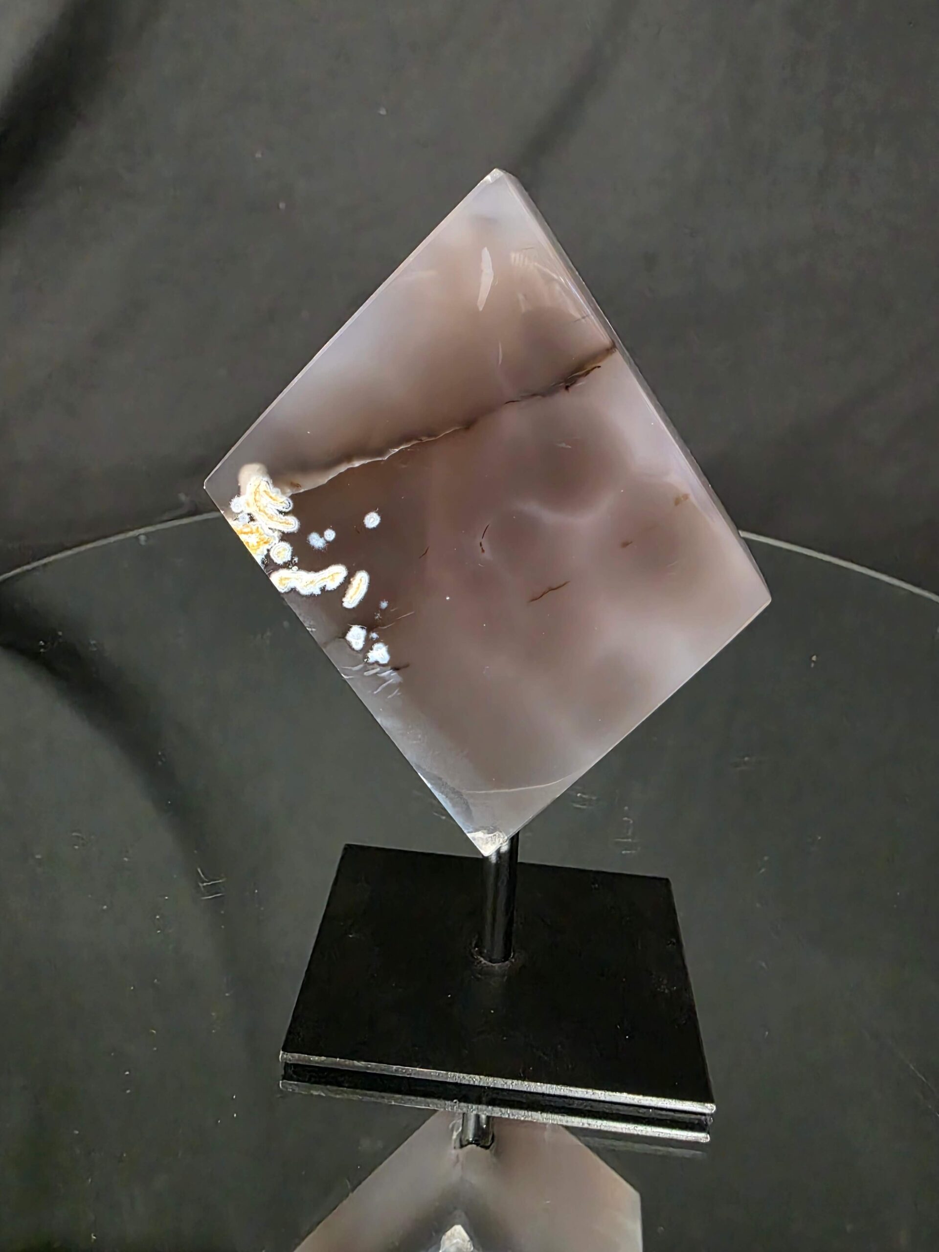 Luxury Natural Agate Cube 6 on Metal Stand 384g H14xW7xD5cm - Image 3