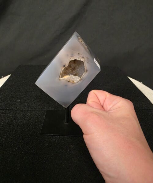 Luxury Natural Agate Cube 6 on Metal Stand 384g H14xW7xD5cm - Image 7