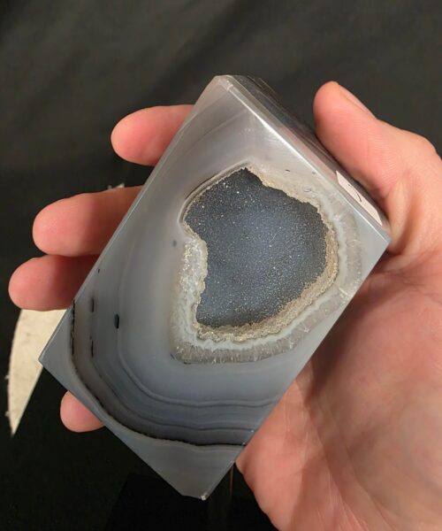 Luxury Natural Agate Cube 7 on Metal Stand 391g H13.5xW7xD5cm - Image 8