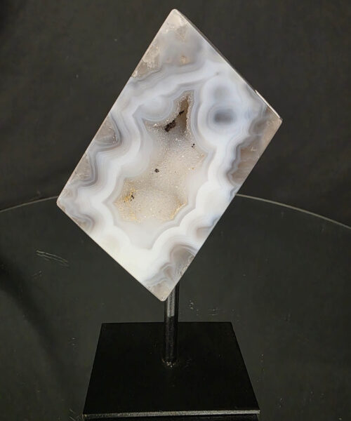 Luxury Natural Agate Cube 9 on Metal Stand 501g H15xW7xD5cm - Image 9