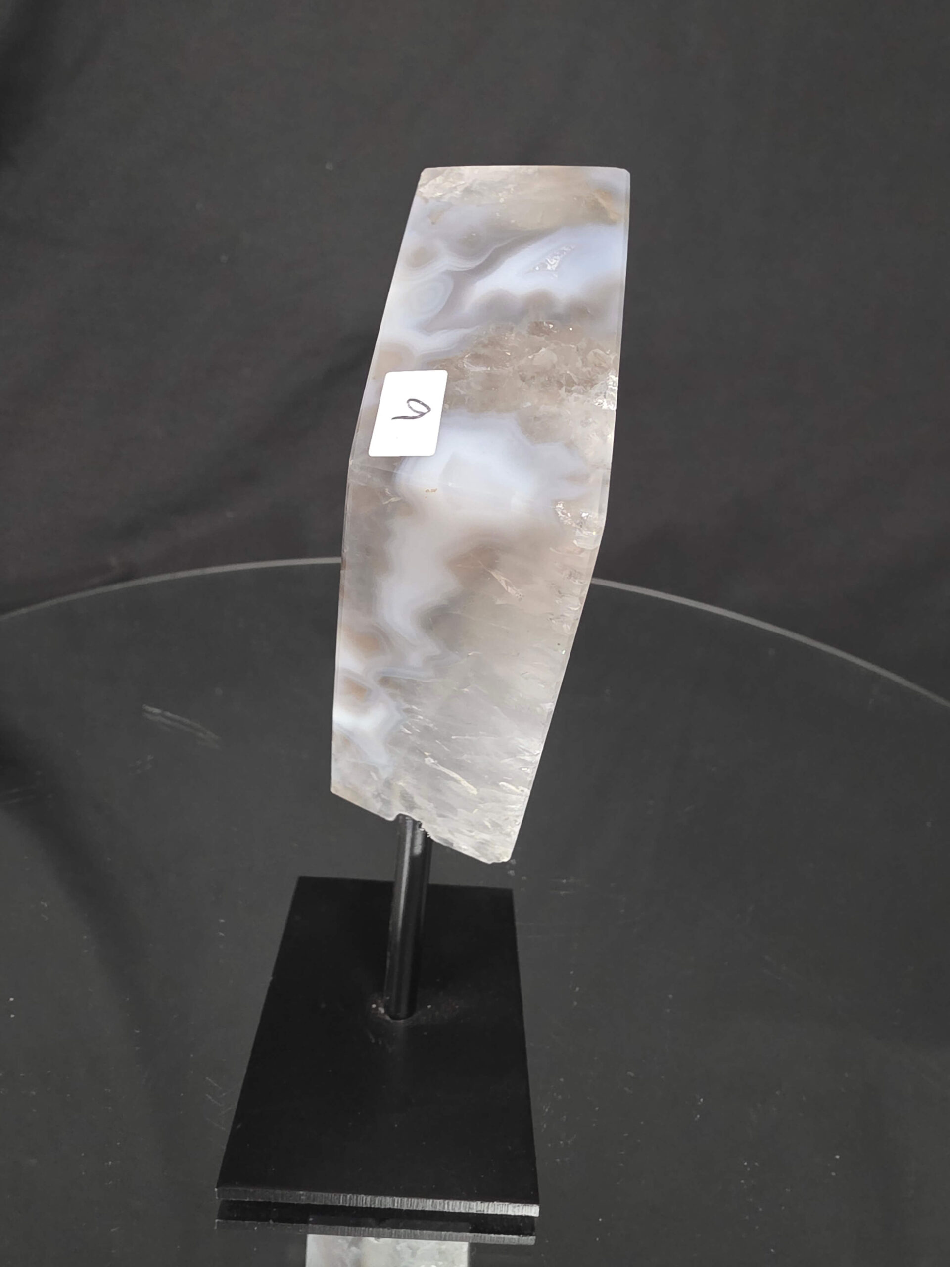 Luxury Natural Agate Cube 9 on Metal Stand 501g H15xW7xD5cm - Image 2
