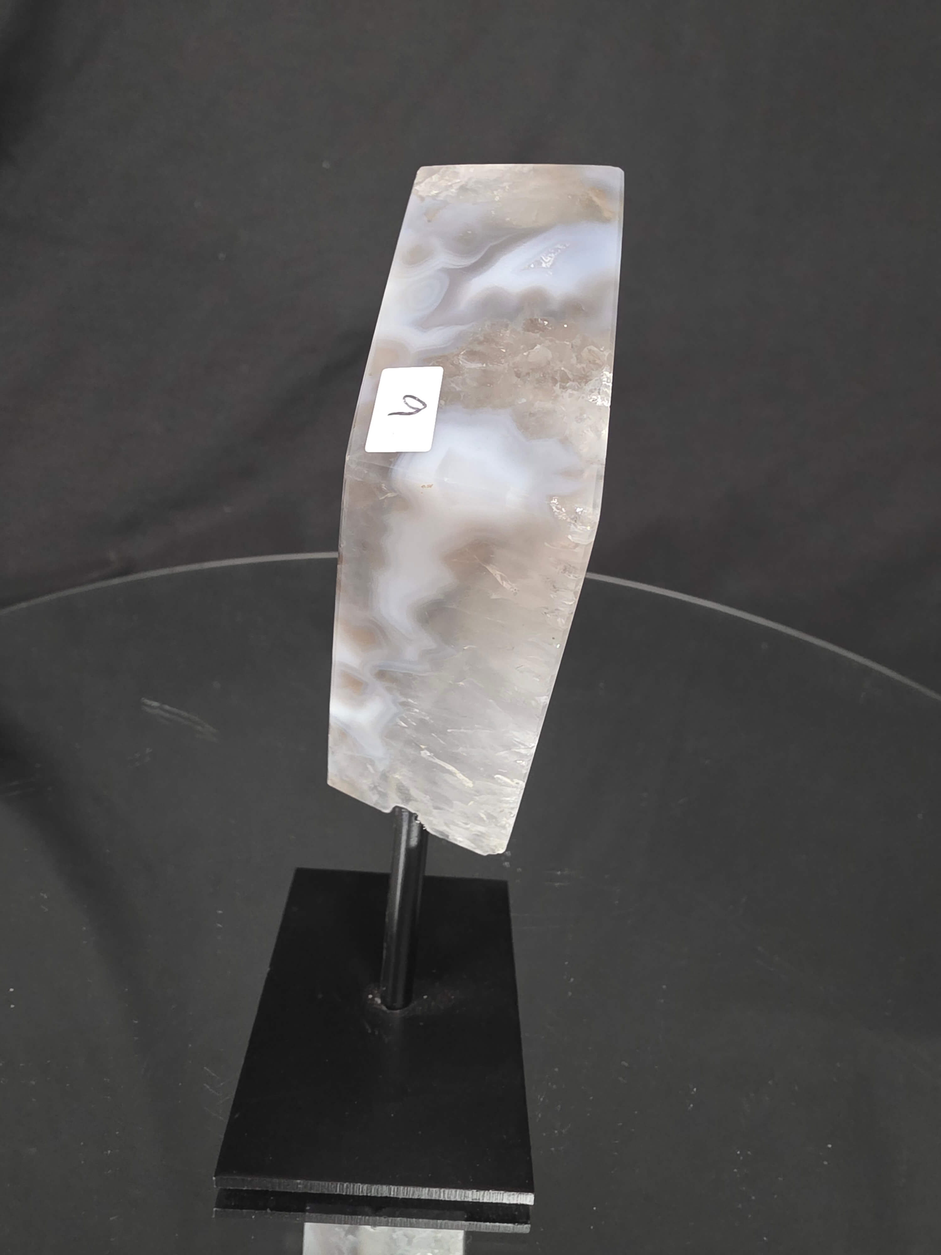 Luxury Natural Agate Cube 9 on Metal Stand 501g H15xW7xD5cm - Image 2