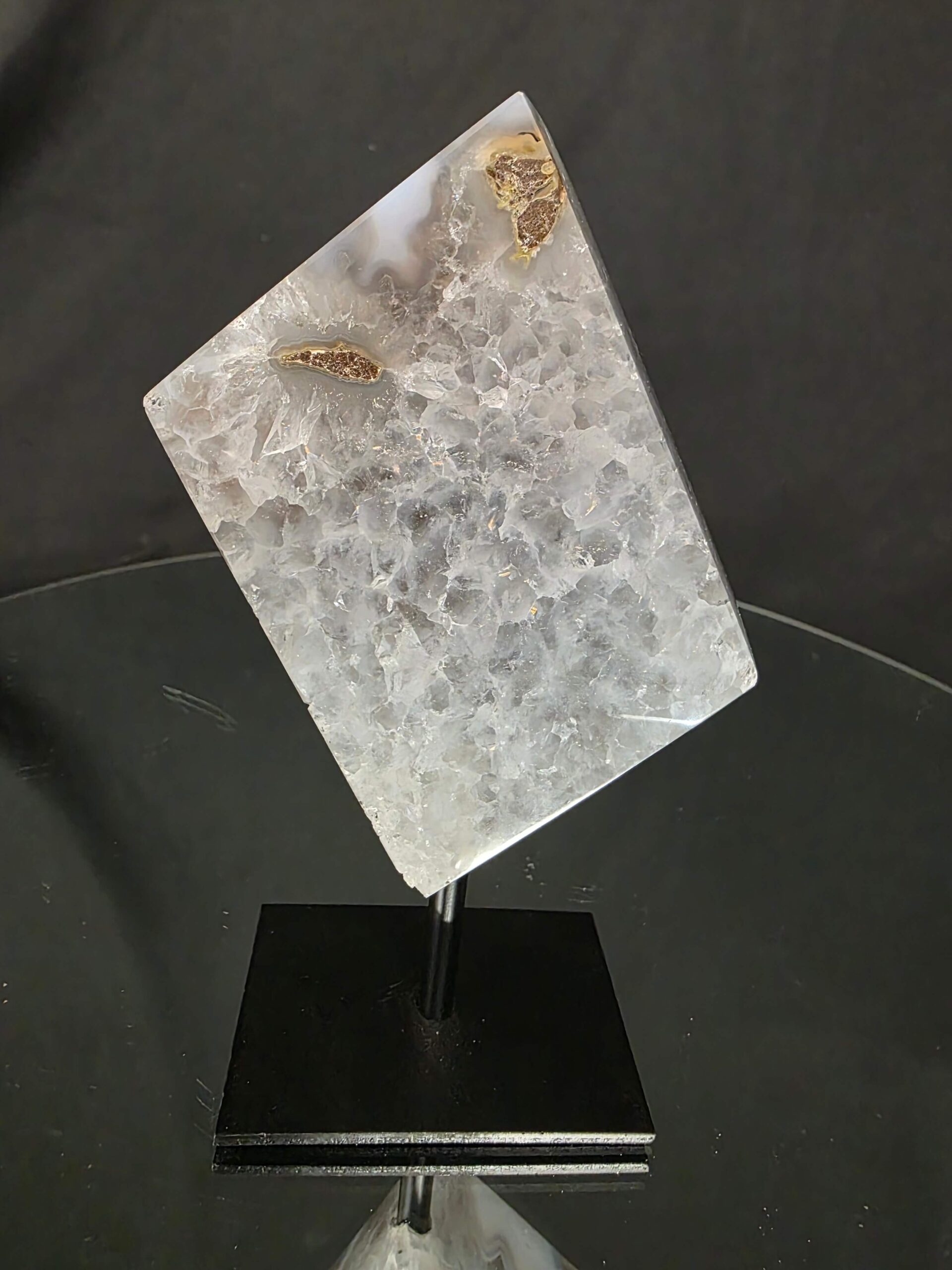 Luxury Natural Agate Cube 9 on Metal Stand 501g H15xW7xD5cm - Image 3