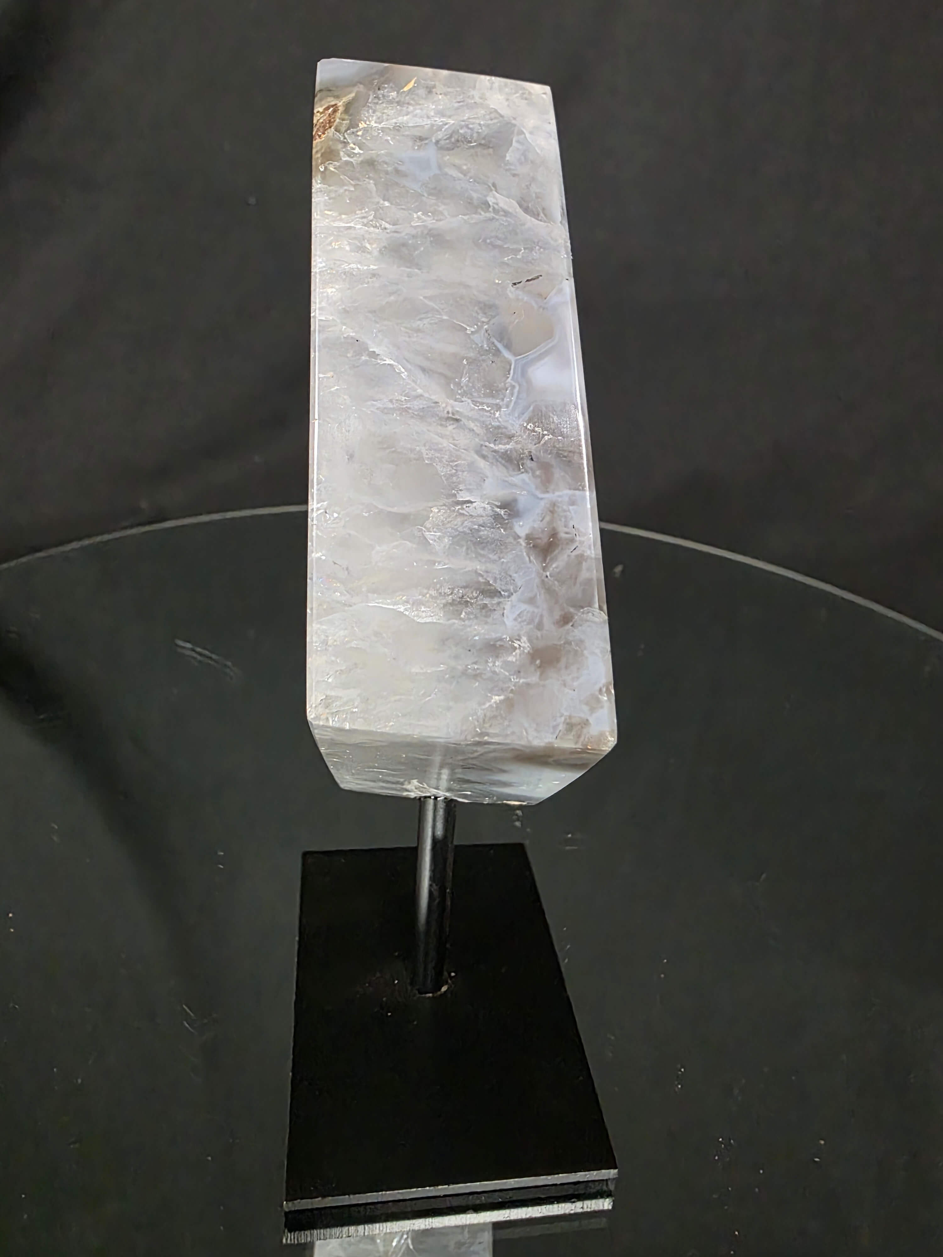 Luxury Natural Agate Cube 9 on Metal Stand 501g H15xW7xD5cm - Image 4