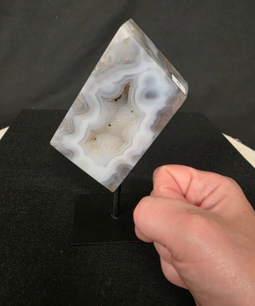 Luxury Natural Agate Cube 9 on Metal Stand 501g H15xW7xD5cm - Image 7