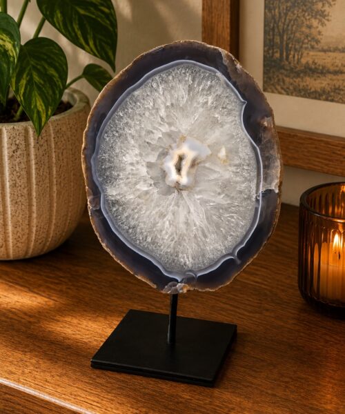 Large Premium Agate Natural Slice on Stand 1 – 4.236g - H38xW27xD12cm